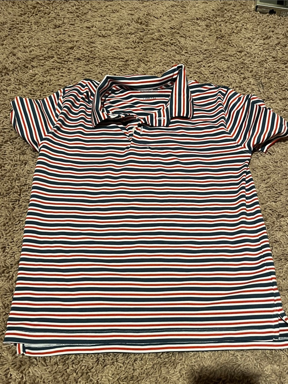 Crewcuts Navy, White & Red Striped Polo